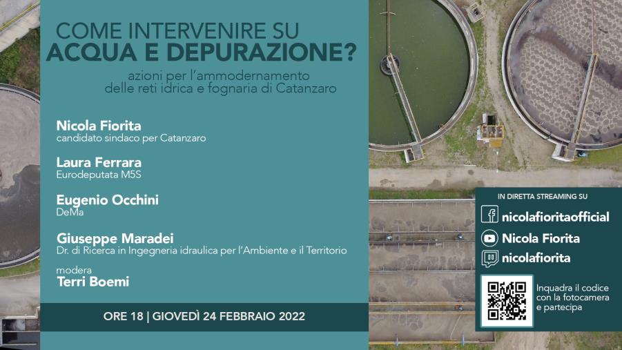 images Comunali Catanzaro, giovedì nuovo webinar su 'Acqua e depurazione' di Nicola Fiorita