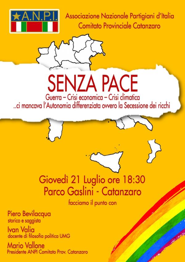 images “Senza pace”: giovedì a Lido l'Anpi discute di guerra, economia e autonomia differenziata