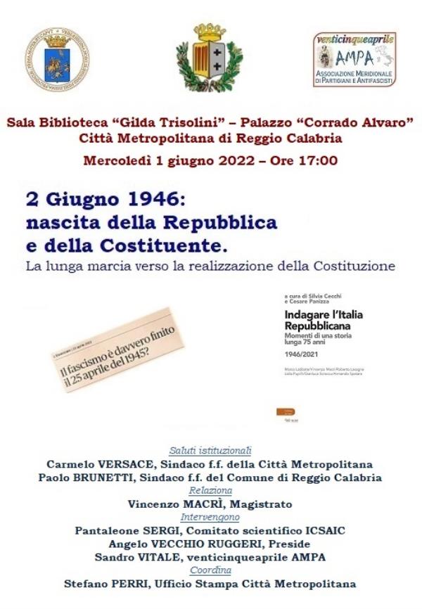 images Reggio Calabria celebra il “2 Giugno 1946: nascita della Repubblica e della Costituente"
