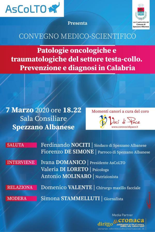 images A Spezzano Albanese un convegno medico scientifico sulle patologie oncologie e traumatologico del settore testa-collo in programma il 7 marzo