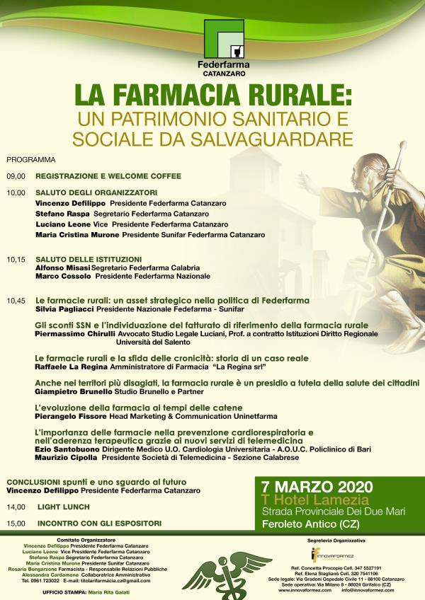 Le piccole farmacie al centro di un convegno di Federfarma. Appuntamento per sabato 7 marzo a Lamezia Terme 