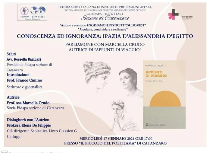 images Ipazia di Alessandria e le donne nella storia all'evento Fidapa in programma a Catanzaro il 17