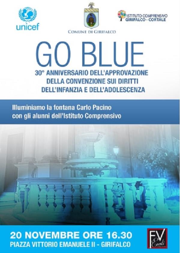 Con "Go Blue" si illuminerà la fontana Carlo Pacino di Girifalco. L'appuntamento è per il 20 novembre, 30° anniversario della convenzione Onu per l'infanzia 