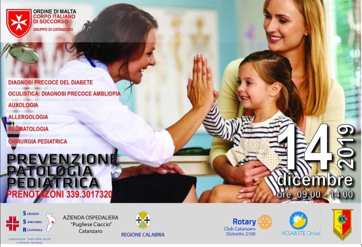 images “Prevenzione patologia pediatrica”, con il CISOM Calabria-Gruppo di Catanzaro il 14 dicembre screening gratuito per  bambini e ragazzi fino a 16 anni