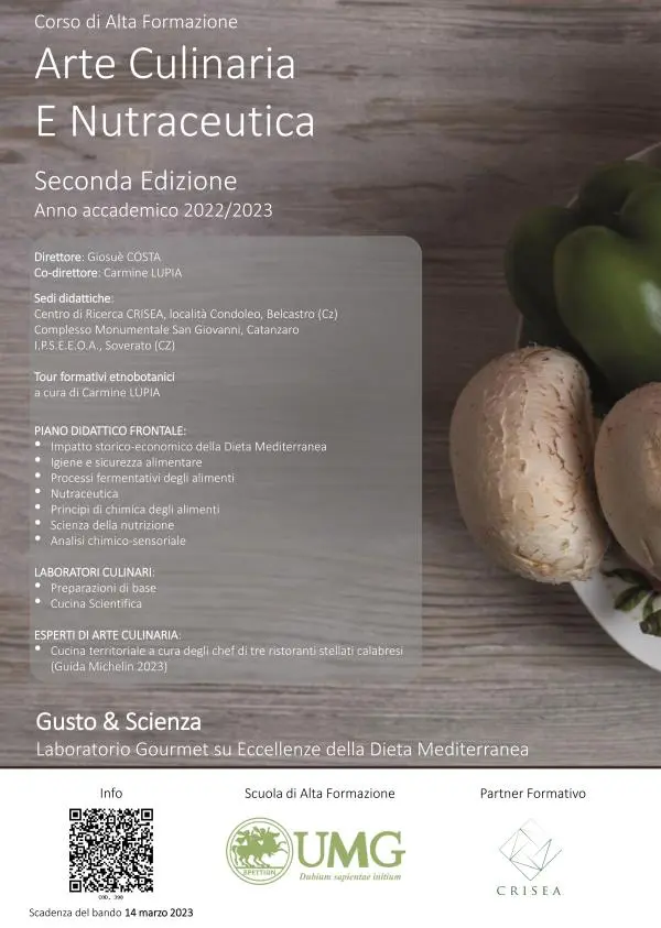 images Alta formazione Umg, al via le iscrizioni alla II° Edizione di “Arte Culinaria e Nutraceutica”