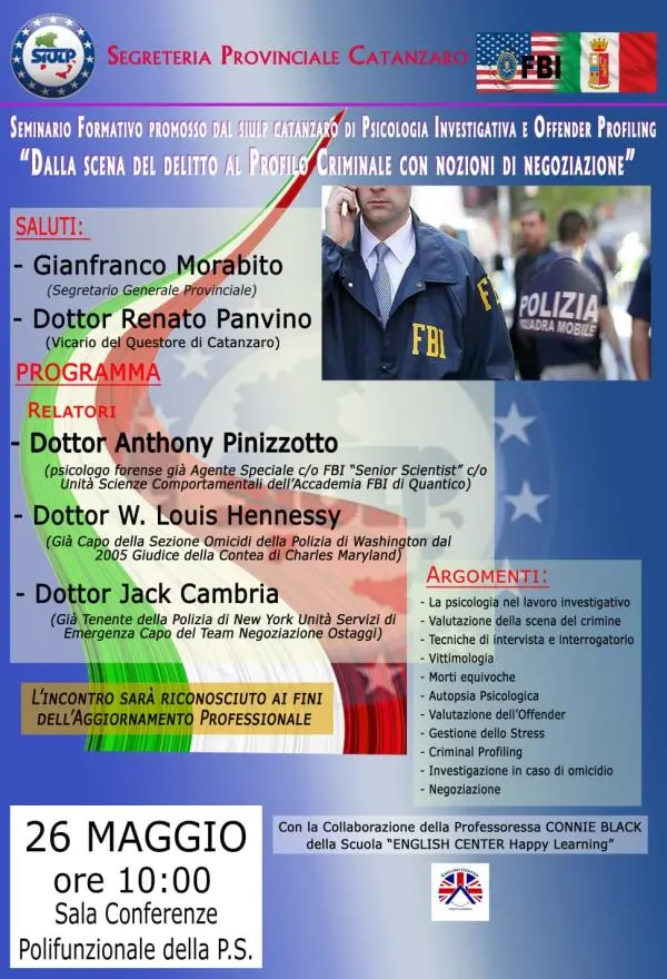 images Il 26 maggio seminario formativo del Siulp: ex agenti Fbi dagli Usa a Catanzaro 