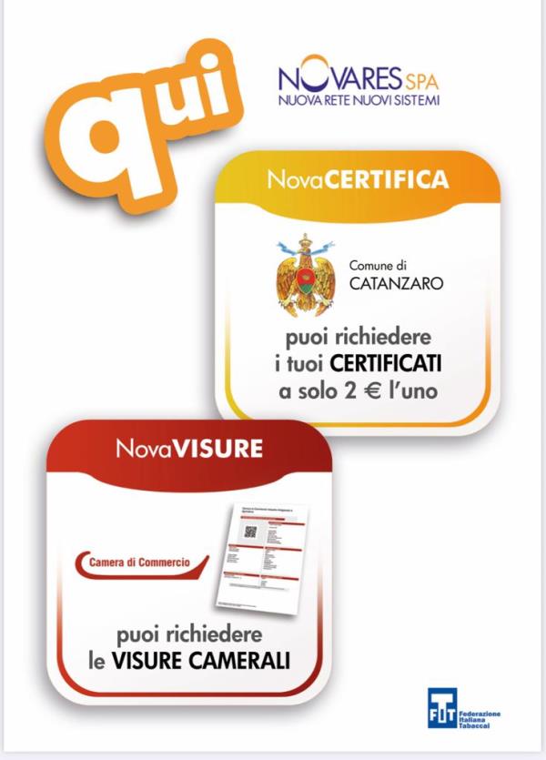 images Catanzaro. Attivo nelle tabaccherie il servizio per il rilascio dei certificati: mai più code e attese agli sportelli