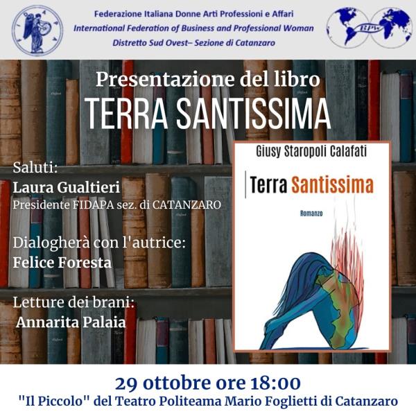 images Catanzaro, sabato la presentazione del romanzo “Terra Santissima”di Giusy Straropoli Calafati