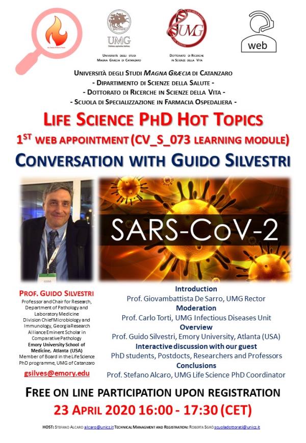 images Coronavirus. "Life Science PhD Hot Topics", esperti a confronto con l'iniziativa on line dell'Università Magna Graecia di Catanzaro