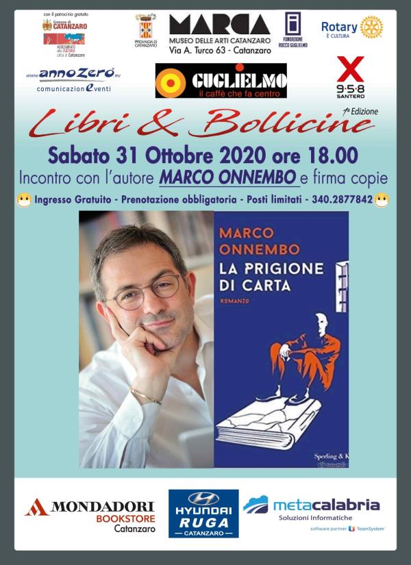 "Libri e bollicine". Il giornalista Marco Onnembo protagonista della rassegna il 31 ottobre al Marca