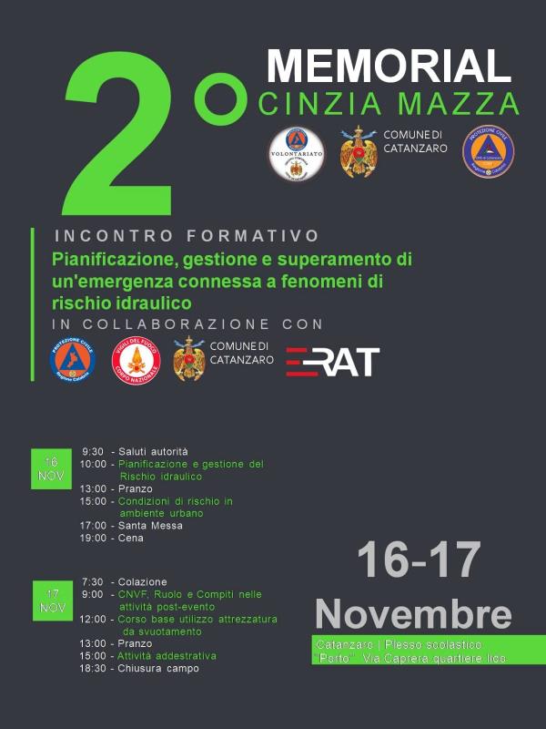 images Memorial Cinzia Mazza, il programma dell'incontro formativo della Protezione civile comunale