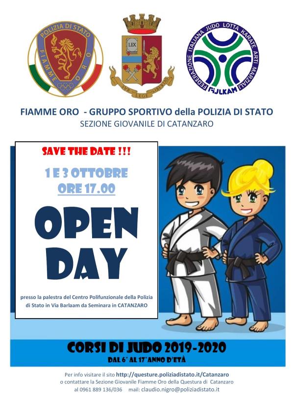 Fiamme oro della Polizia di Stato–sezione giovanile: open day 1 e 3 ottobre per i corsi di judo