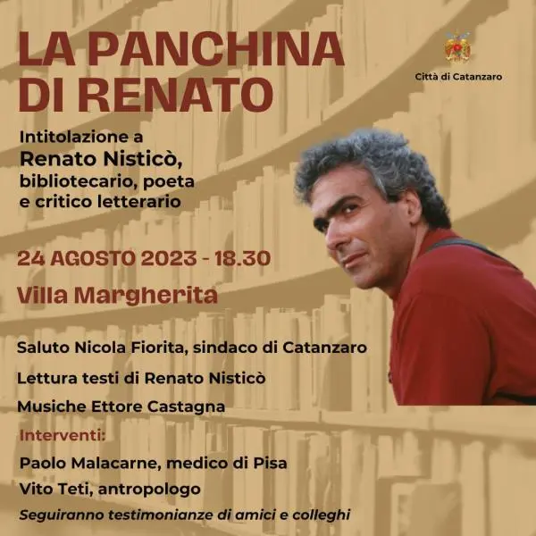 images Giovedì sarà intitolata a Renato Nisticò la panchina all’ingresso della Biblioteca comunale “F. De Nobili” 