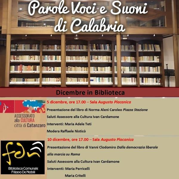 "Parole, voci e suoni di Calabria" continua nel mese di dicembre nella Biblioteca di Catanzaro