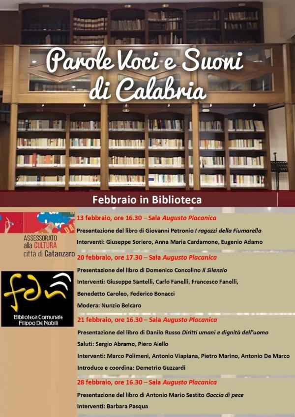 images "Parole, voci e suoni di Calabria", la rassegna della biblioteca "De Nobili" di Catanzaro torna giovedì 13 febbraio