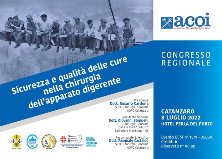 images "Sicurezza e qualità delle cure nella chirurgia dell’apparato digerente": l'8 luglio il convegno Acoi a Catanzaro