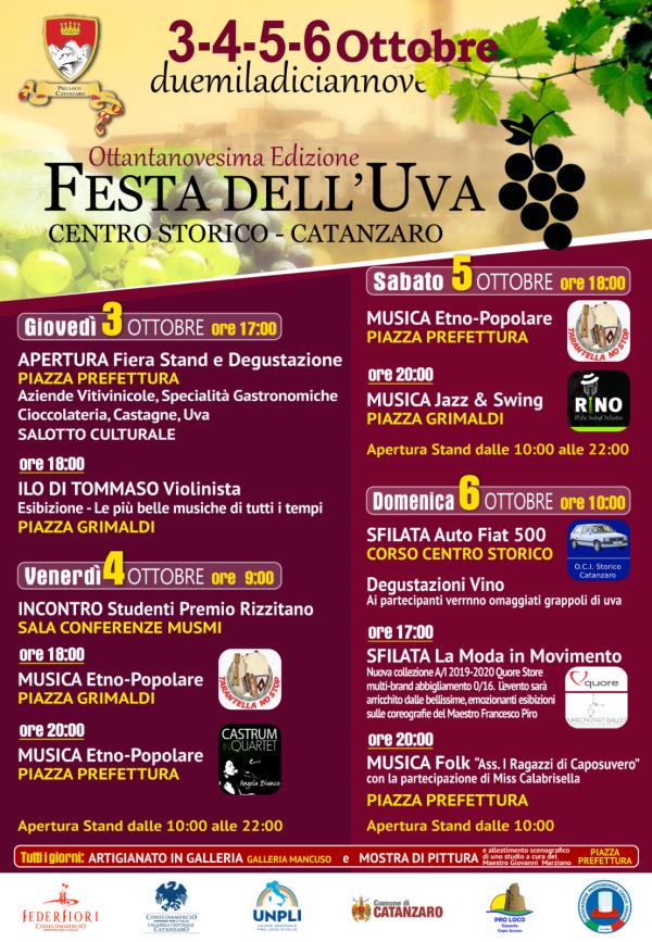 Festa dell'uva a Catanzaro, svelato il programma: previsti cinquanta espositori 