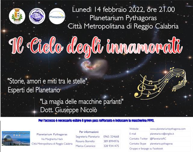 images "Il Cielo degli Innamorati": lunedì 14 febbraio la serata speciale al Planetarium Pythagoras di Reggio Calabria