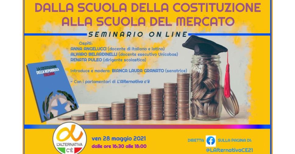 images Dalla scuola della Costituzione alla scuola del mercato: domani online l'incontro de "L'Alternativa c'è"