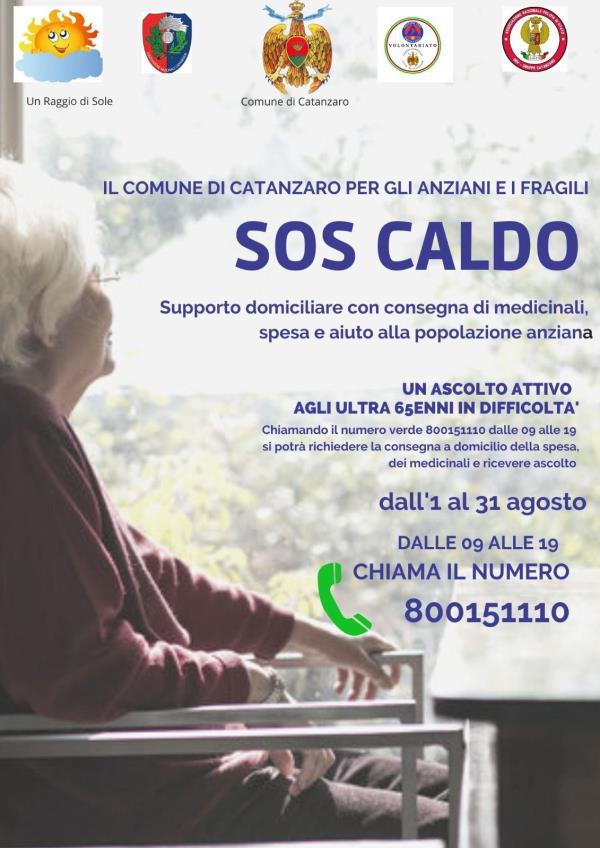 images Catanzaro, torna "Sos caldo" il servizio rivolto agli over 65 in difficoltà 