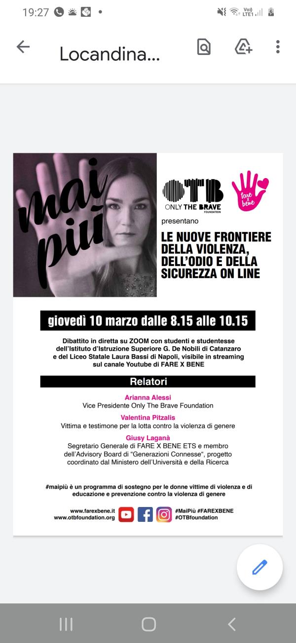 Catanzaro. "Mai più" violenza: all'istituto De Nobili la testimonianza di Valentina Pitzalis, sopravvissuta ad un tentato femminicidio 