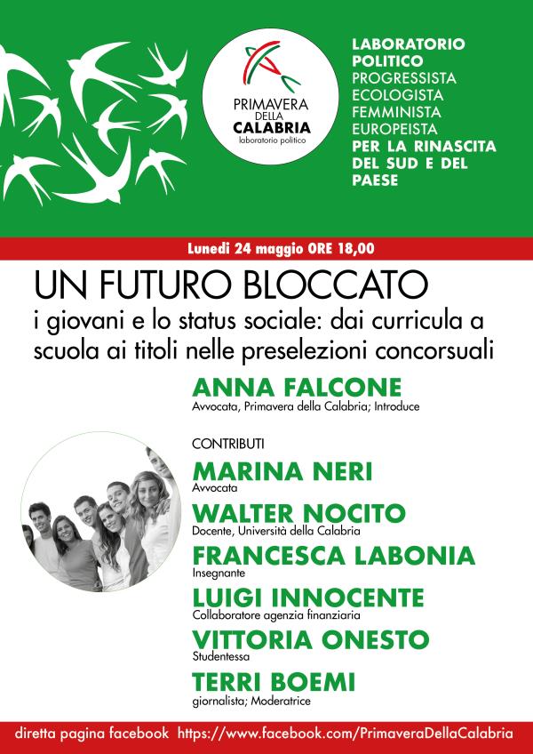 images "Un futuro bloccato: i giovani e lo status sociale", lunedì il webinar di “Primavera della Calabria”